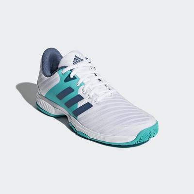 Adidas Womens Barricade Court Tennis Shoes - White/Blue - main image