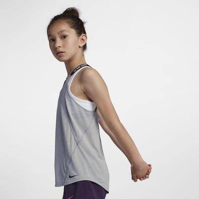 Nike Girls Dri-FIT Training Tank Top - Wolf Grey/Black - main image