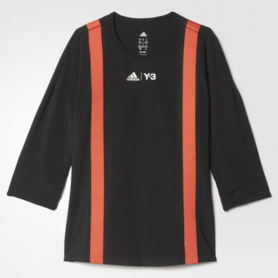 Adidas Womens Y-3 Roland Garros 3/4 Sleeve Tee - Black/Red - main image