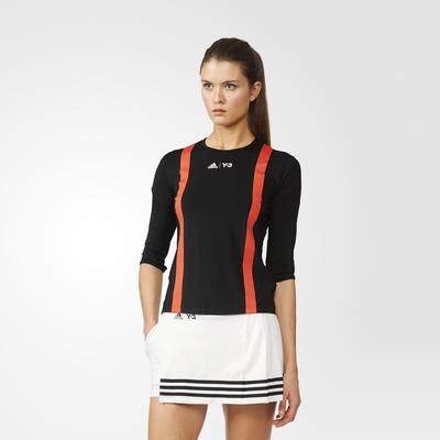 Adidas Womens Y-3 Roland Garros 3/4 Sleeve Tee - Black/Red - main image