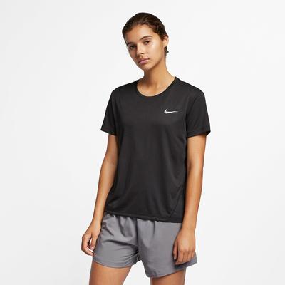 Nike Womens Miler Short Sleeve Top - Black/White - main image