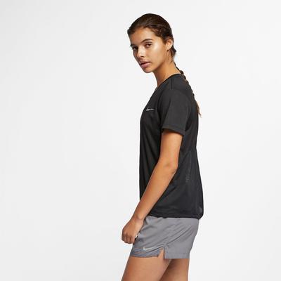 Nike Womens Miler Short Sleeve Top - Black/White - main image