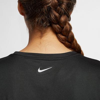 Nike Womens Miler Short Sleeve Top - Black/White - main image