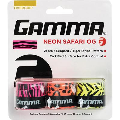 Gamma Neon Safari Overgrips (Pack of 3) - Pink/Orange/Yellow