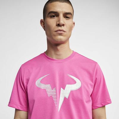 Nike Mens Dri-FIT Rafa T-Shirt - Laser Fuchsia/White