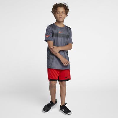 Nike Boys Rafa Tee - Light Carbon/Hyper Crimson - main image