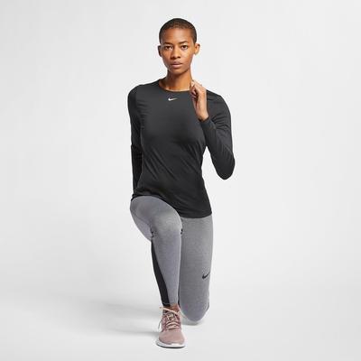Nike Womens Long Sleeved Mesh Top - Black - main image