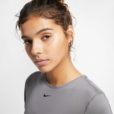 Nike Pro Womens Short Sleeved Training Top - Gun Smoke/Black - main image