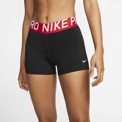 Nike Womens Pro 3 Inch Shorts - Black/Gym Red - main image