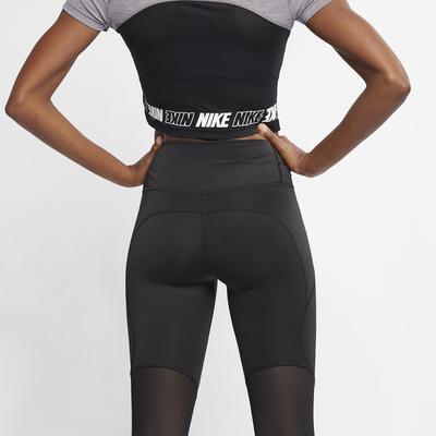 Nike Womens Pro Short Sleeve Crop Top - Gunsmoke/Heather - main image
