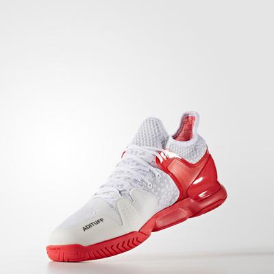 Adidas Mens Adizero Ubersonic 2.0 Tennis Shoes - White/Red - main image