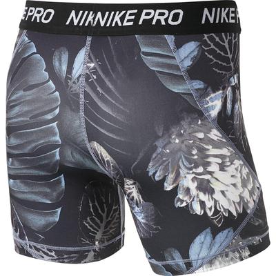 Nike Girls Pro Printed Training BoyShorts - Ashen Slate/Black/White - main image