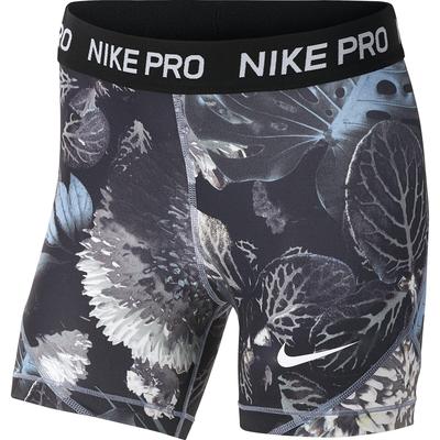 Nike Girls Pro Printed Training BoyShorts - Ashen Slate/Black/White - main image