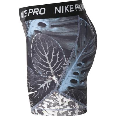 Nike Girls Pro Printed Training BoyShorts - Ashen Slate/Black/White - main image