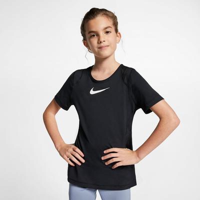 Nike Pro Girls Short Sleeved Top - Black - main image