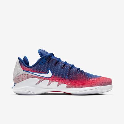 Nike Mens Air Zoom Vapor X Knit Tennis Shoes - Blue/Flash Crimson - main image