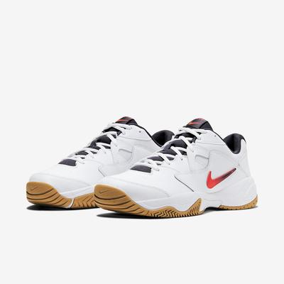 Nike Mens Court Lite 2 Tennis Shoes - White/Laser Crimson/Gridiron