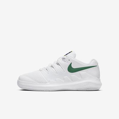 Nike Kids Vapor X Tennis Shoes - White/Clover
