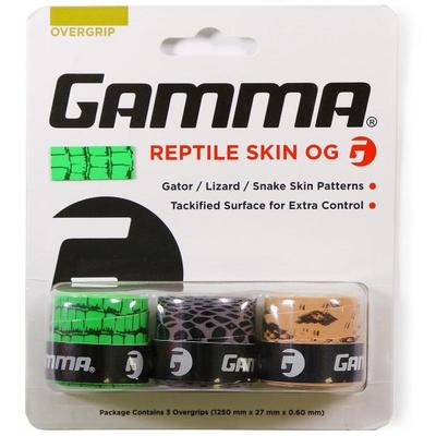 Gamma Reptile Skin Overgrips (Pack of 3) - Green Crocodile/Gray Lizard/Beige Snake
