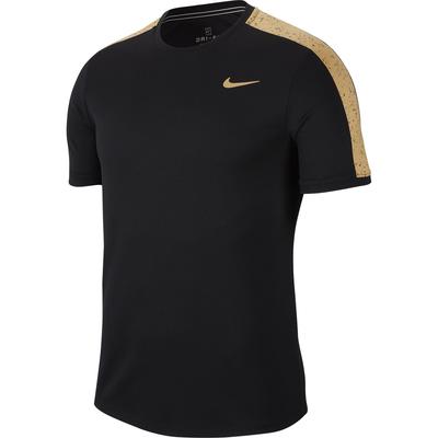 Nike Mens Dri-FIT Graphic Tennis Top - Black/Metallic Gold - main image