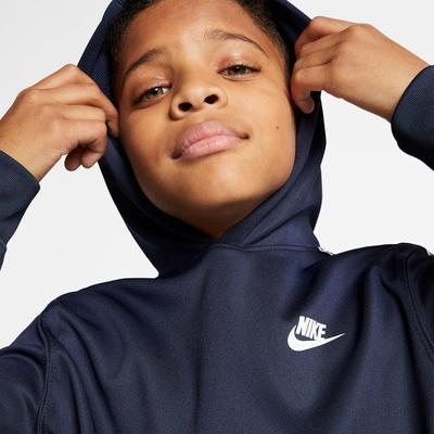 Nike Boys Sportwear Repeat Hoodie - Obsidian/White - Tennisnuts.com