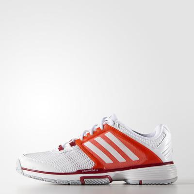 Adidas Womens Barricade Team 4 Tennis Shoes - White/Solar Red - main image