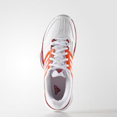 Adidas Womens Barricade Team 4 Tennis Shoes - White/Solar Red - main image