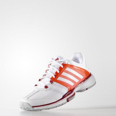Adidas Womens Barricade Team 4 Tennis Shoes - White/Solar Red - main image