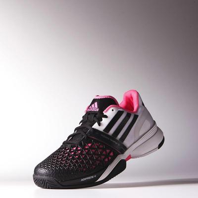 Adidas Mens CC Adizero Feather III Tennis Shoes - White/Black/Solar Pink - main image