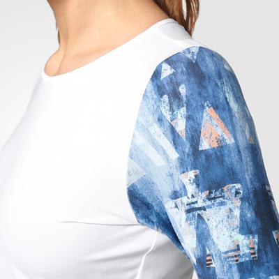 Adidas Womens Essex Long Sleeve Top - White/Mystery Blue - main image