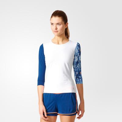 Adidas Womens Essex Long Sleeve Top - White/Mystery Blue - main image