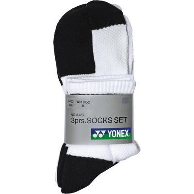 Yonex W8423 Socks (3 Pairs) - Black/White - main image
