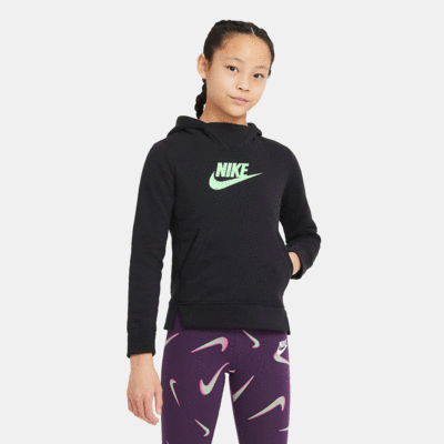 Nike Girls Pullover Hoodie - Black/Teal Tint