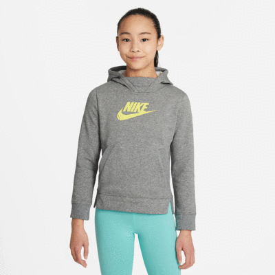 Nike Girls Pullover Hoodie - Grey/Yellow - main image