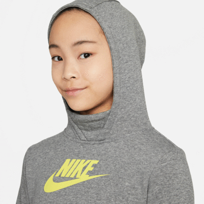 Nike Girls Pullover Hoodie - Grey/Yellow - main image