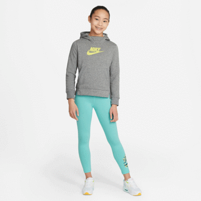 Nike Girls Pullover Hoodie - Grey/Yellow