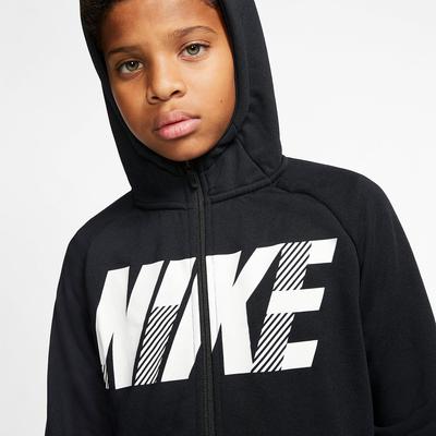 Nike Boys Dri-FIT Training Hoodie - Black/White