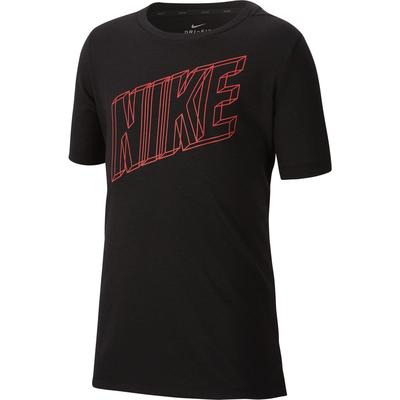 Nike Boys Breathe Graphic Training T-Shirt - Black/Ember Glow