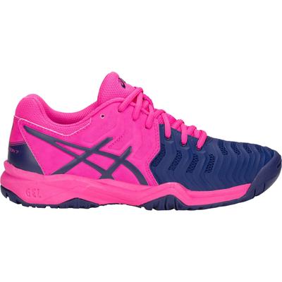 Asics Kids GEL-Resolution 7 GS Tennis Shoes - Pink Glow/Blue Print - main image