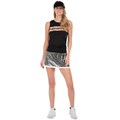 Lucky in Love Womens High Waist Boxer Skirt - Silver - main image
