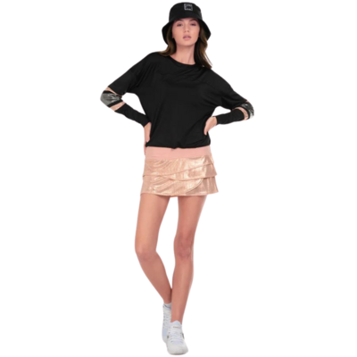 Lucky in Love Womens Long Metallic Scallop Skirt - Pink - main image
