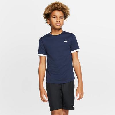 Nike Boys Dri-FIT Short Sleeve Tennis Top - Obsidian/White - main image