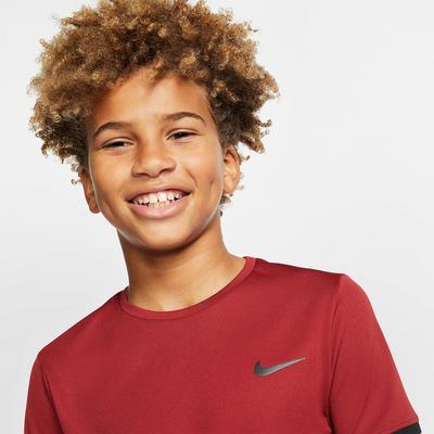 Nike Boys Dri-FIT Short Sleeve Tennis Top - Team Crimson/Black