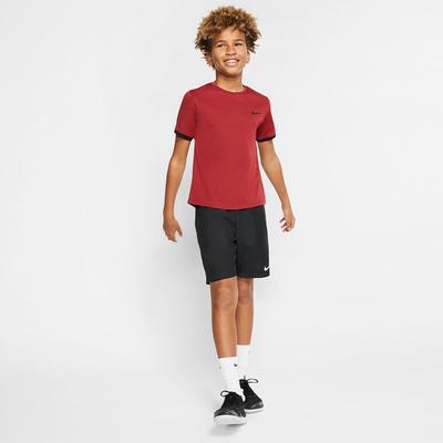 Nike Boys Dri-FIT Short Sleeve Tennis Top - Team Crimson/Black