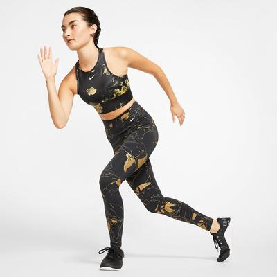 Nike Womens Floral Sports Bra - Wheat/Black