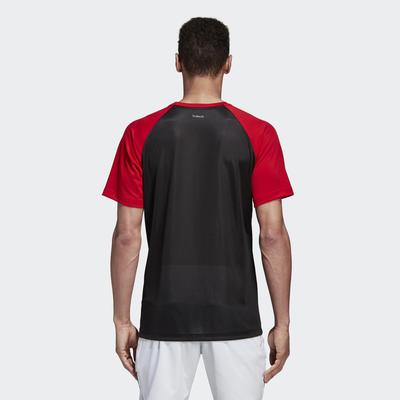 Adidas Mens 3-Stripes Club Tee - Scarlet Red/Black - main image