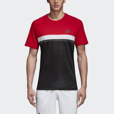 Adidas Mens 3-Stripes Club Tee - Scarlet Red/Black - main image