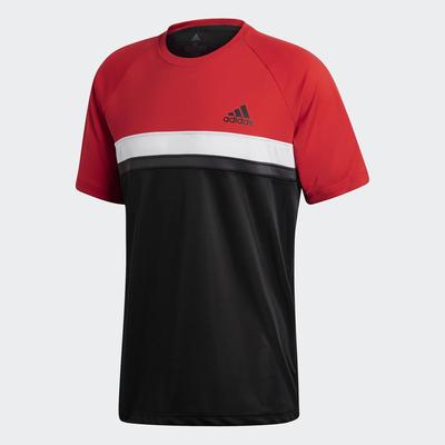 Adidas Mens 3-Stripes Club Tee - Scarlet Red/Black - main image