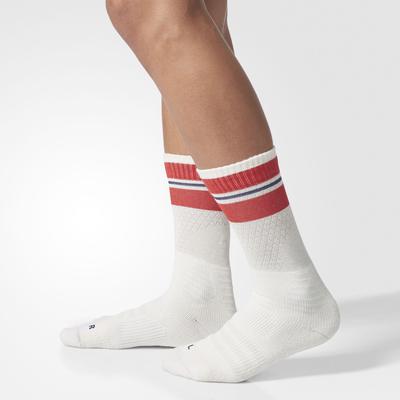 Adidas New York ID Crew Socks (1 Pair) - Chalk White/Scarlet Red