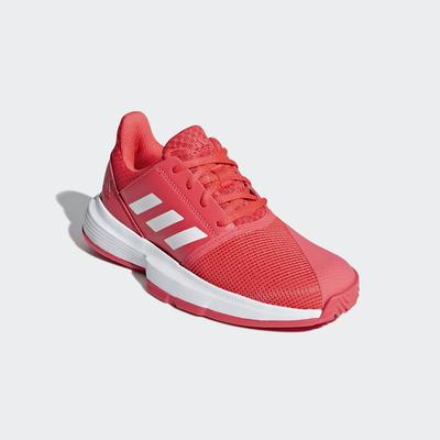 Adidas Kids CourtJam Tennis Shoes - Shock Red/Cloud White/Matte Silver - main image